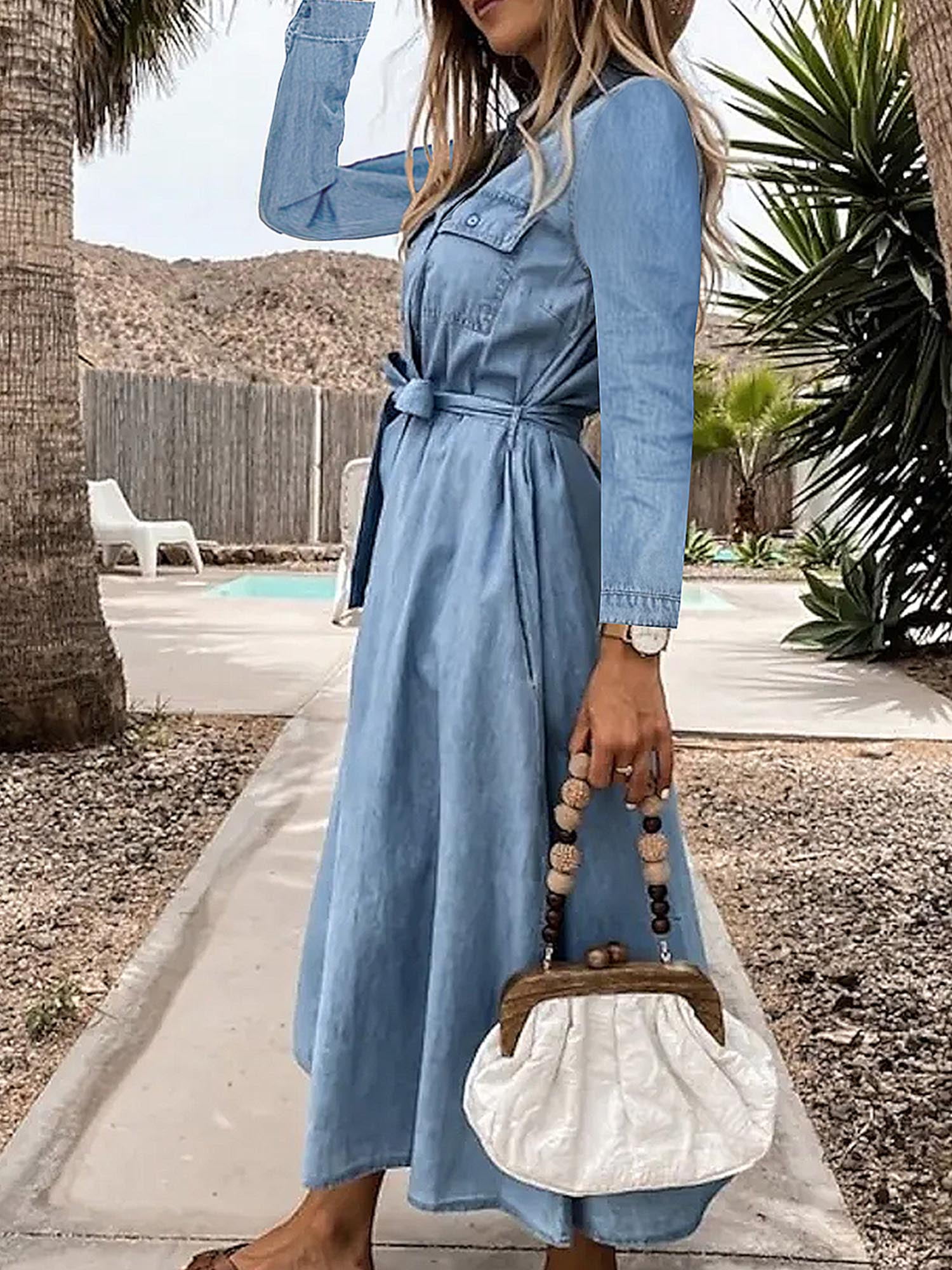 Zara Denim Maxi Dress With Side Slit, Women's Fashion, Dresses & Sets,  Dresses on Carousell